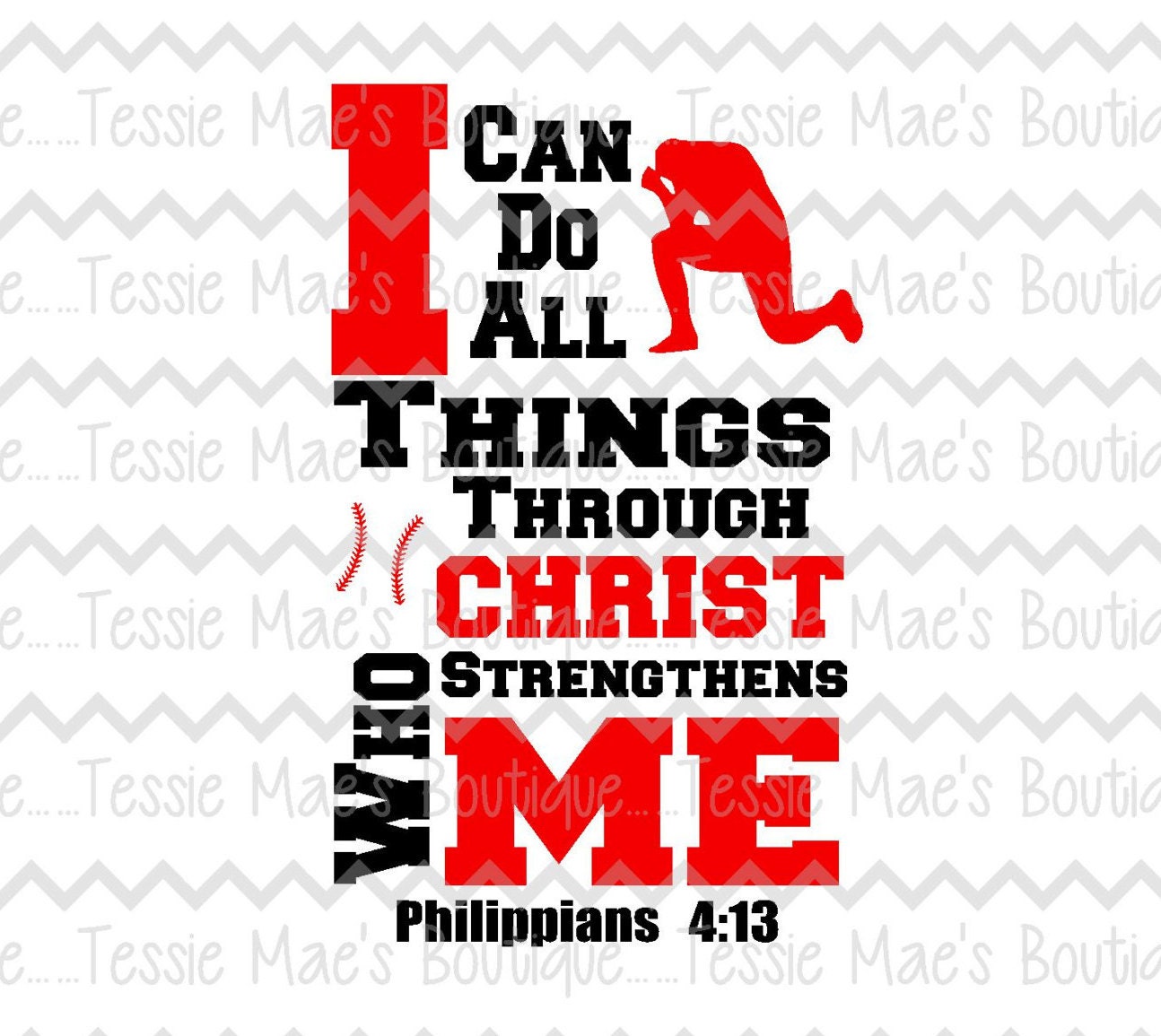 Download I Can Do All Things Baseball SVG DXF EPS Instant Download