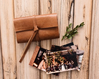 HONEY Leather Print Wrap | Leather Photo Wallet Case l client gift for wedding photographers | 4x6" or 5x7" photos | Fits USB drives too