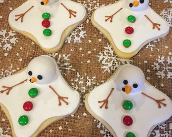 Melting Snowman Decorated Sugar Cookies