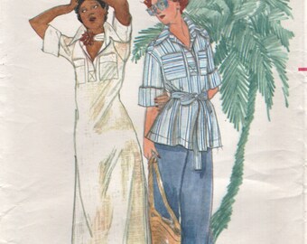 Butterick 4251 JOHN KLOSS 1970s Dress, Top, Pants Size 8