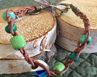 Braided and Woven with Beads Leather Bracelet