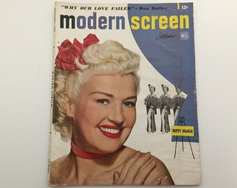 Modern Screen Magazine September 1949 - Cover Betty Grable - Vintage Movie Magazine - Inside Richard Widmark & Susan Hayward