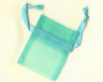 20 x ORGANZA SACHETS green TURQUOISE ❀ 5x6.25cm MAT0510 ❀