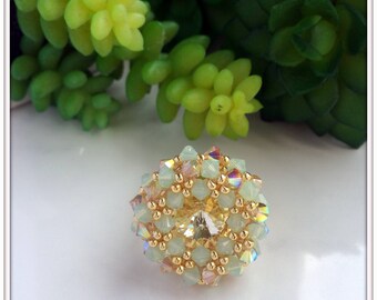 Frenchy ring, Handmade bead weaving ring