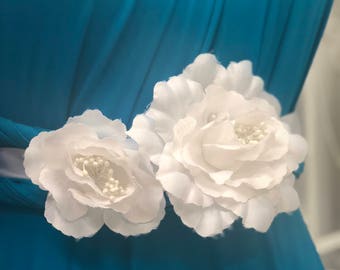 KARLA - White Flower Wedding Bridal Sash
