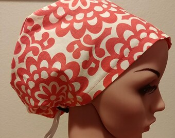 Women's Surgical Cap, Scrub Hat, Chemo Cap, Cherry Wallflower
