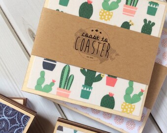 Cactus Decor, Cactus Gift, Cactus Coasters, Cactus, Green Decor, Yellow Decor, Yellow Coasters, Greenery, Wooden Coaster, Decorative Coaster