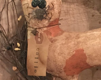 Primitive cat wreath/Folk Art Cat wreath