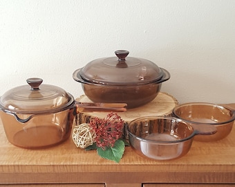 Corning Visions Amber Glass 6 Piece set of Cookware and Casserole
