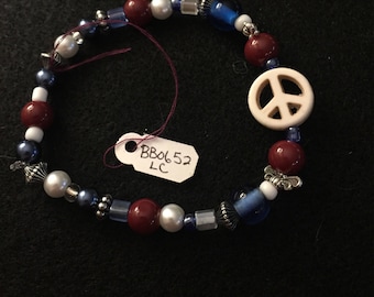 Patriotic Red White and Blue Beaded Bracelet