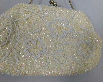 Vintage 1960's Hand Beaded Evening Bag or Purse box C1
