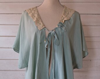 1930s Silk Bed Jacket / Floral Lace / Antique Lingerie / 1930s Lingerie / 1930s Loungewear / Vintage Boudoir / Vintage 40s Bed Jacket / M