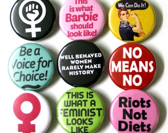 Feminist Riot Grrrl Badges Buttons Pinbacks x 9