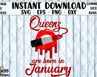 Instant Download - Personal Use - All Svg - Queens are born in December Lipstick Teeth - SVG PNG DXF - Cut Shirt Art