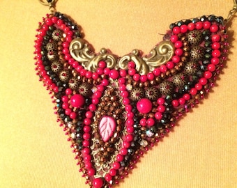 collar chest coral beads and fantasies