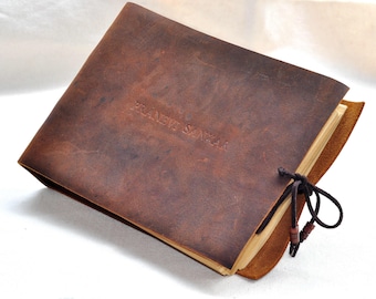 Personalized leather journal unique guest book Personalized with initials optional