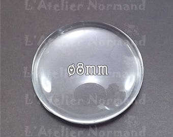 5 glass cabochons round ø8mm