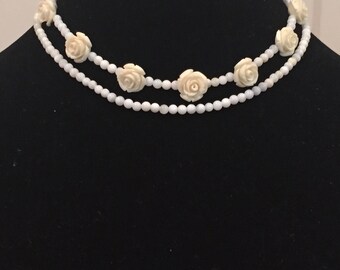 Downton Abbey Inspired Beaded Rose Necklace