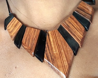 necklace made of wood and Horn