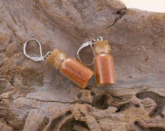 Earrings magic vial, fairy dust, spice, lavender, thyme