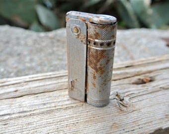 Petrol Lighter, Vintage Lighter, Fong Yuon, Silver Lighter, Surf Tumbled, Collectibles, Oddities, Beach Finds, Flat Lighter