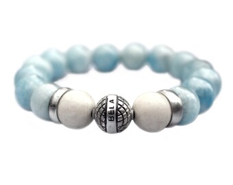 Bracelet Supreme Luxury B12 for ladies – Blue – aquamarine – oxidized Sterling Silver 635