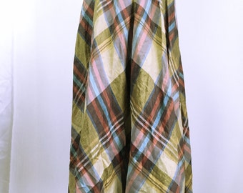 80-90's chloe vintage plaid linen skirt