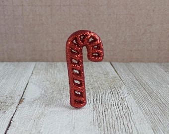 Candy Cane - Red Glitter - Christmas - Candy - Holidays - Lapel Pin