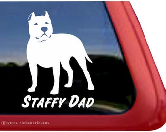 Staffy Dad | DC827DAD | High Quality Adhesive Vinyl Staffordshire Bull Terrier Window Decal Sticker
