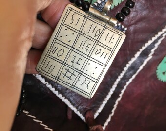 Tuareg Gri Gri Protection AMULET with TIFINAGH signs & Onyx Beads
