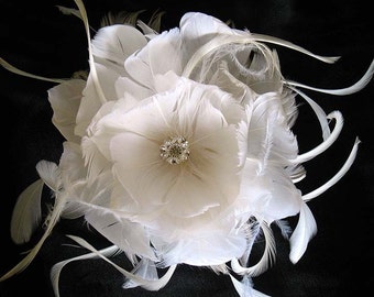 Ivory feather dress pin