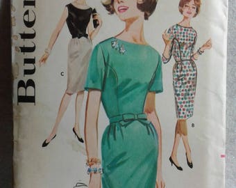 Vintage Butterick 2491 - Misses Slim Skirted Dress - Size 12 (1960's)