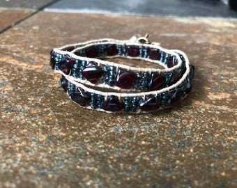 Beaded Hemp Double Wrap Bracelet, Beaded Wrap Bracelet, Hemp Wrap Bracelet, Beaded Bracelet, Hemp Bracelet, Double Wrap Bracelet