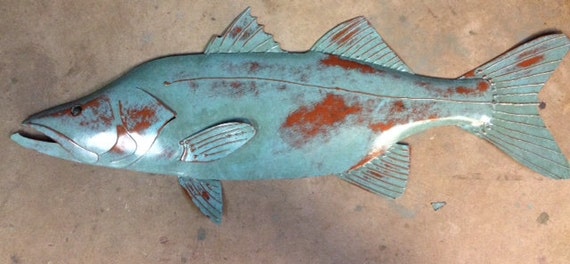 Snook Metal Fish Wall sculpture 30in Tropical Beach Coastal Art