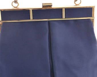Vintage 1960s Royal Blue Satin Evening Handbag Lewisette Over the Wrist or Shoulder Bag Vintage Soft Evening Bag Birthday or Mothers Day