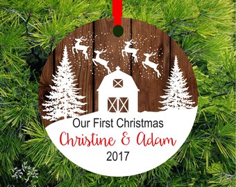 Our First Christmas Ornament First Christmas Married Mr & Mrs Ornament | Woodland Deer Ornament | Fawn Holiday Ornament | 1st Christmas Gift