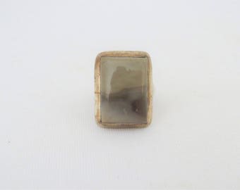 Vintage Sterling Silver Jasper Adjustable Dome Ring Size 7