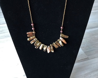 Custom handmade copper beaded necklace, fun and funky. 18 inches, perfect for that little black dress