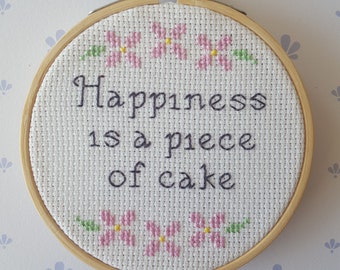 Cross stitch: Happiness pink