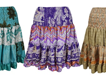 Wholesale Lot 3 Womens Boho Flirty Skirt Recycled Full Flare Boho Delighted Tiered Skirts