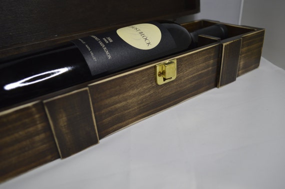 Distressed Walnut Stained wooden WiNE BoTTle BoX, wedding gift, wine gift box, rustic, shabby chic wine box