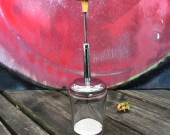 Vintage Acme Glass and Metal Hand Chopper with Yellow Knob