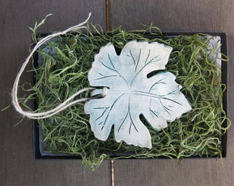 Napa Valley Grape Leaf Wine Leaf Cabernet Rustic Porcelain Ornament Home Decor Gift Idea, Handmade Artisan Pottery by Licia Lucas Pfadt