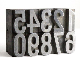 NUMBERS - 48pt Vintage Metal Letterpress (Gothic SS)