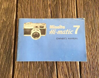 Minolta Hi-Matic 7 Camera Owner's Manual - Camera Ephemera - Minolta Camera Owner's Manual - Vintage Minolta Hi-Matic 7 Camera Instructions