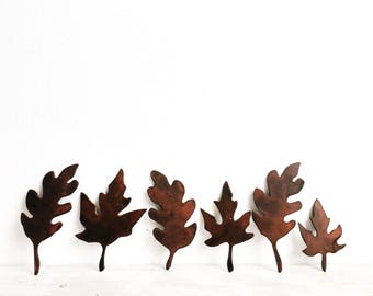 Metal Fall Leaves - Rustic Fall Decor - Rusted Leaves - Set of 6