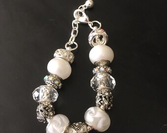 White elegance pandora style bracelet