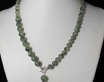 Necklace 20 inch IN Prehnite round and 925 Silver