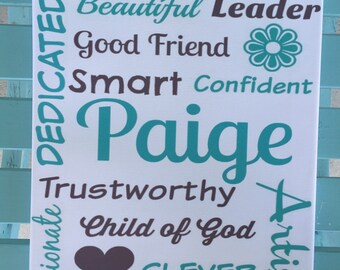 Custom Name & Descriptive Words Subway Art