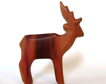 Deer, Wooden Deer, Wood Sculpture, Woodcarving, Wildlife, Wooden Toys, Carved Animals, Plum Wood,
